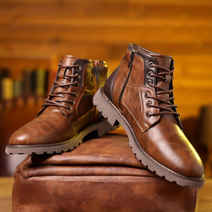 Bottines en Cuir Robustes Semelle Épaisse Confort et Style Moderne