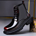 Bottines Vernies à Lacets Semelle Épaisse Style Audacieux et Confort