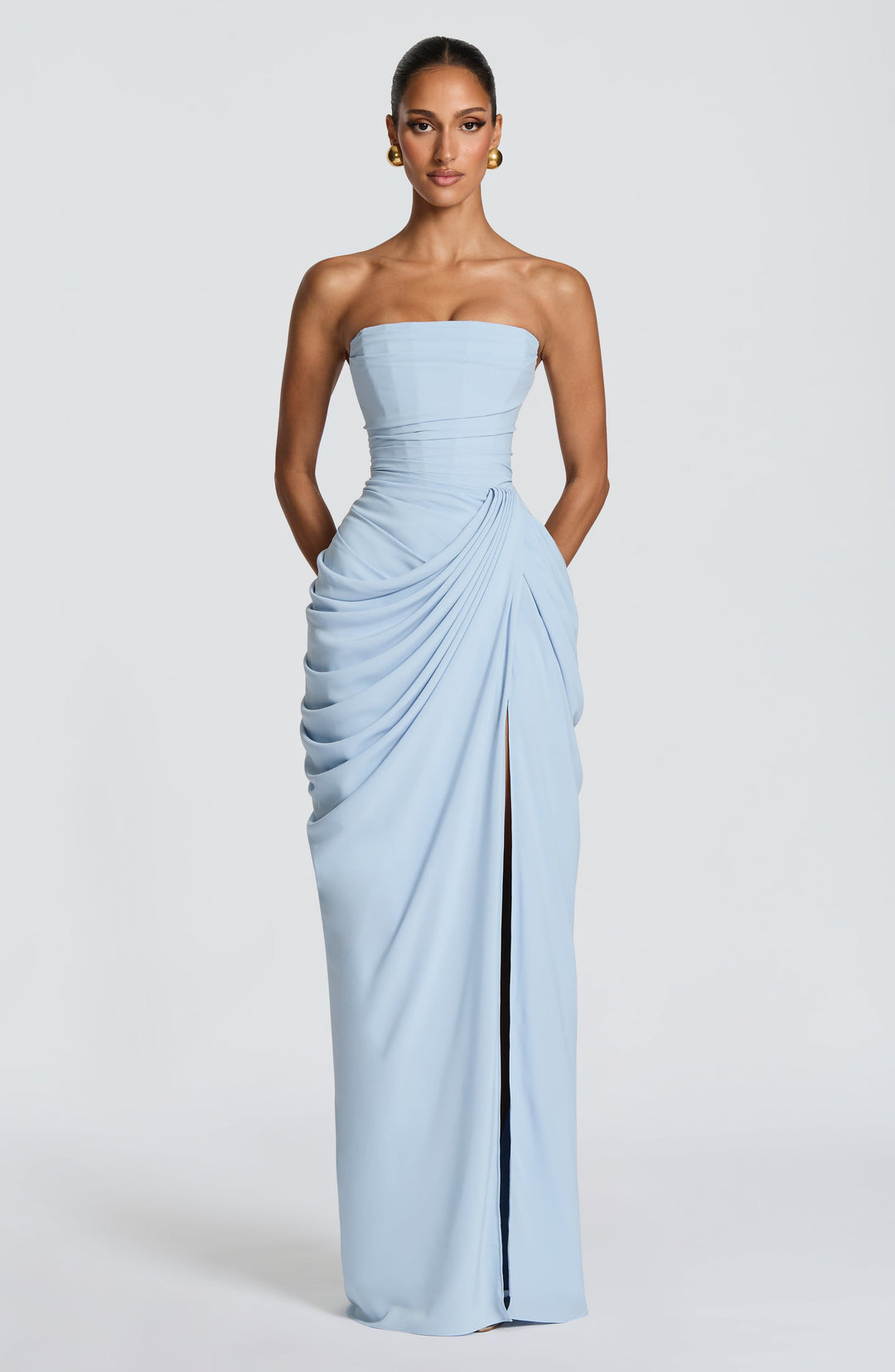 Robe Longue Bustier Drapée Femme