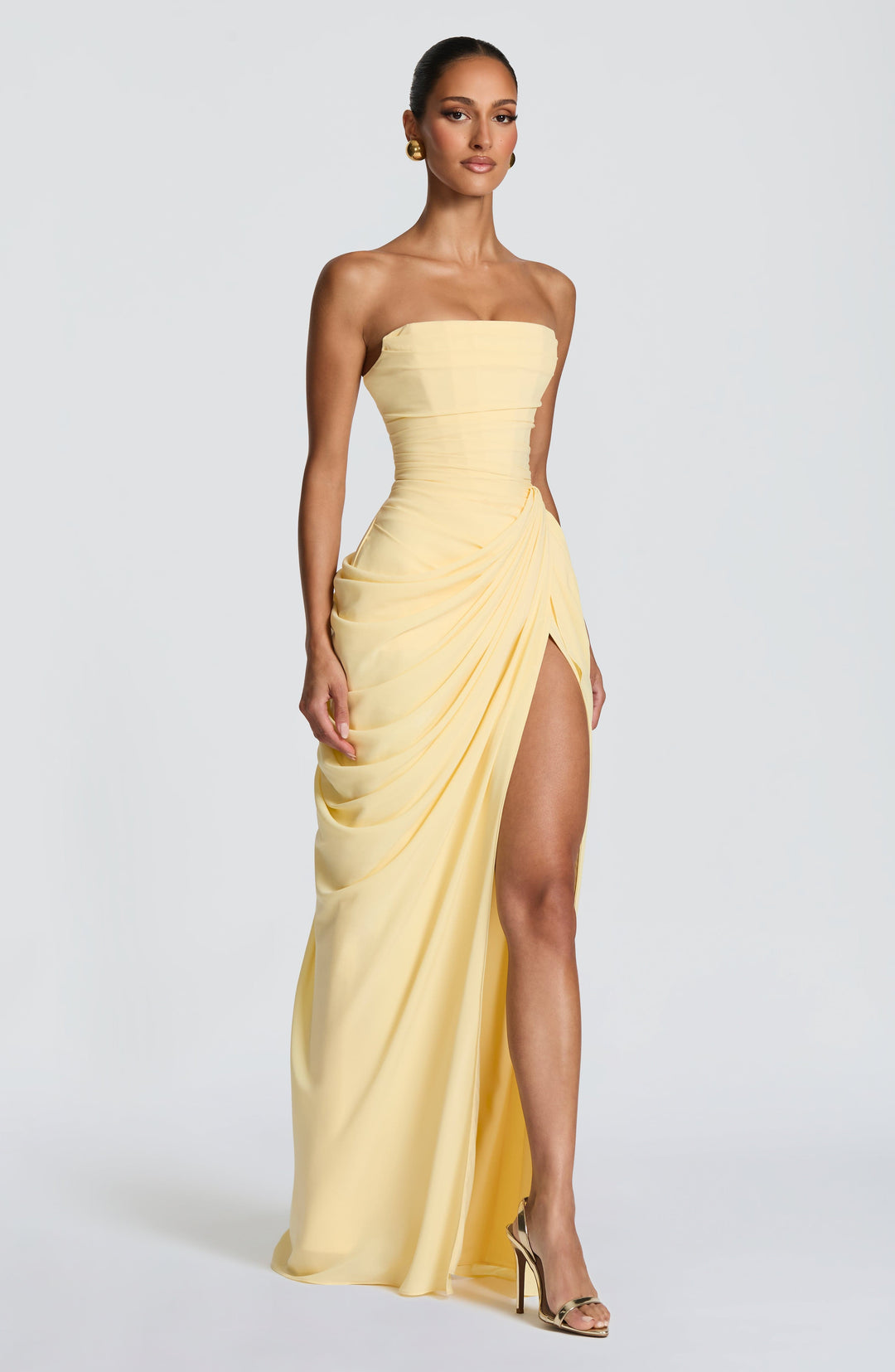 Robe Longue Bustier Drapée Femme