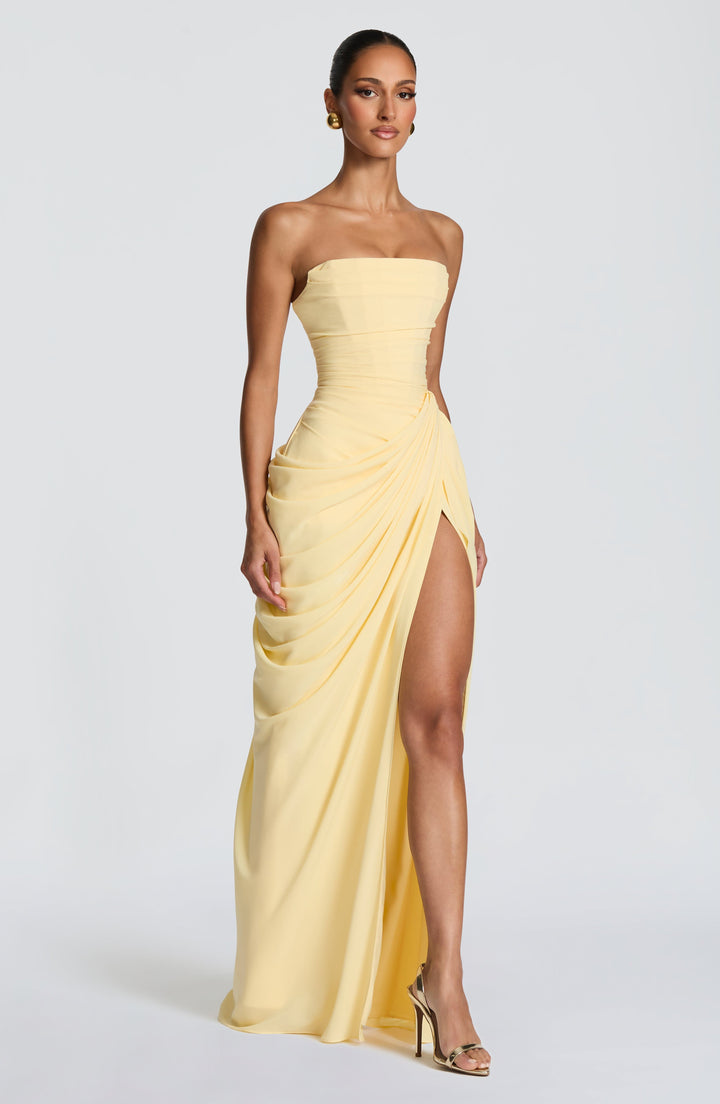 Robe Longue Bustier Drapée Femme