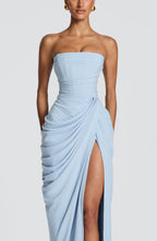Robe Longue Bustier Drapée Femme