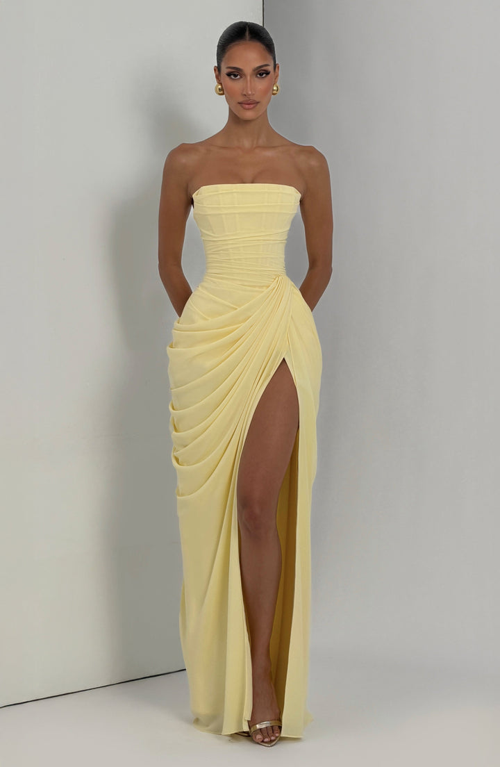 Robe Longue Bustier Drapée Femme