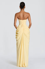 Robe Longue Bustier Drapée Femme