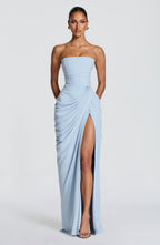 Robe Longue Bustier Drapée Femme