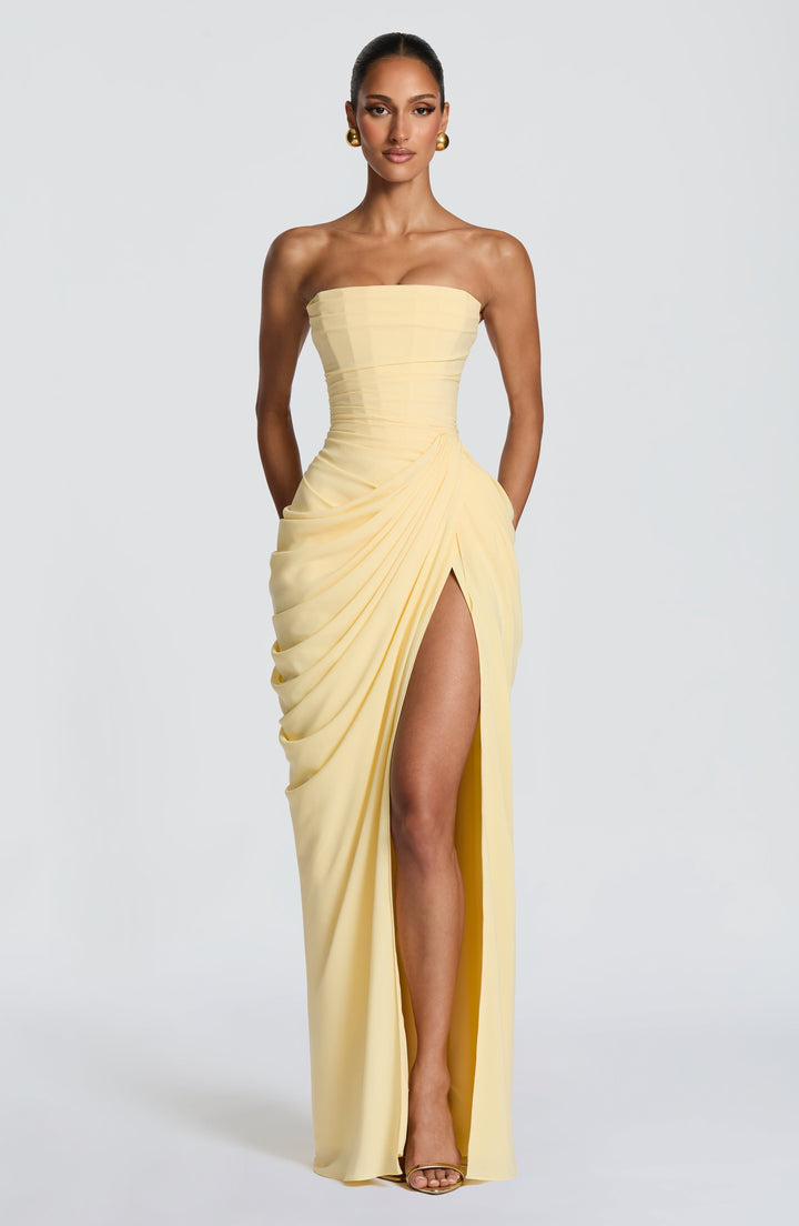 Robe Longue Bustier Drapée Femme