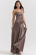Robe Longue à Bretelles Fines Femme