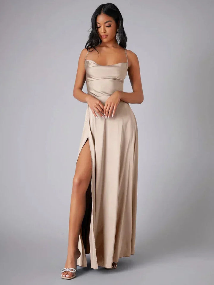 Robe Longue Fendue à Bretelles Femme