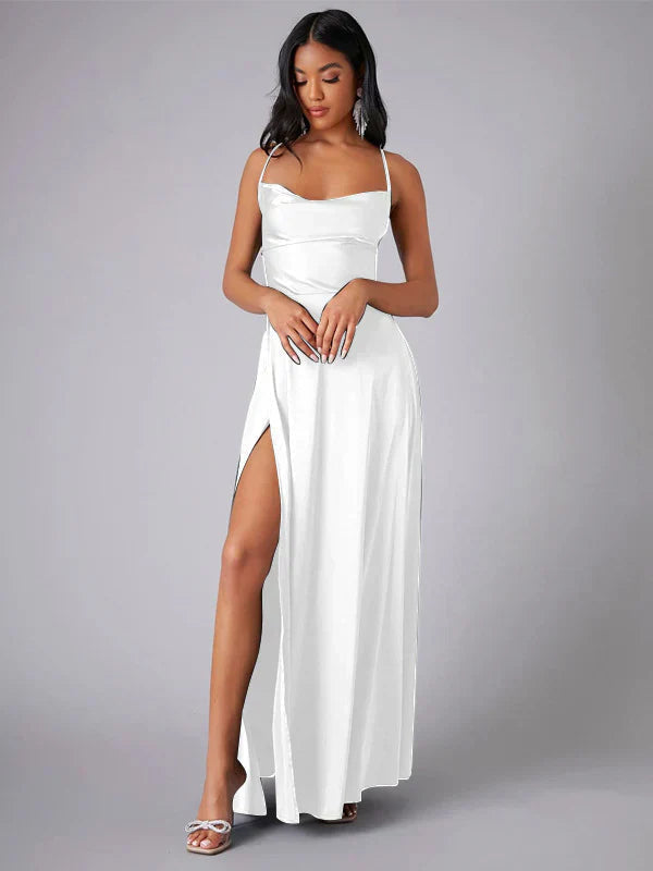 Robe Longue Fendue à Bretelles Femme