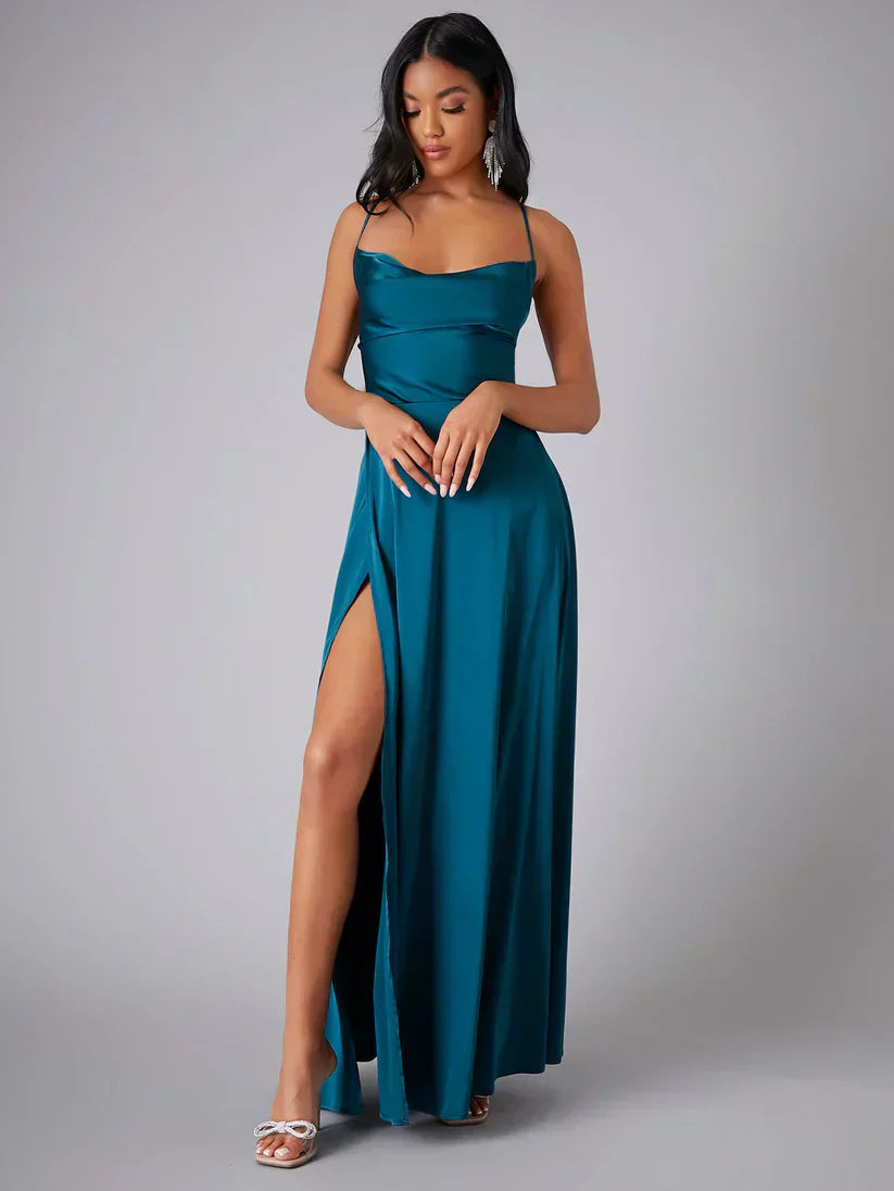 Robe Longue Fendue à Bretelles Femme