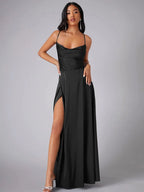 Robe Longue Fendue à Bretelles Femme