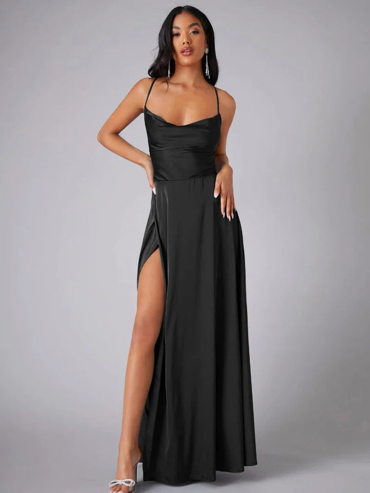 Robe Longue Fendue à Bretelles Femme