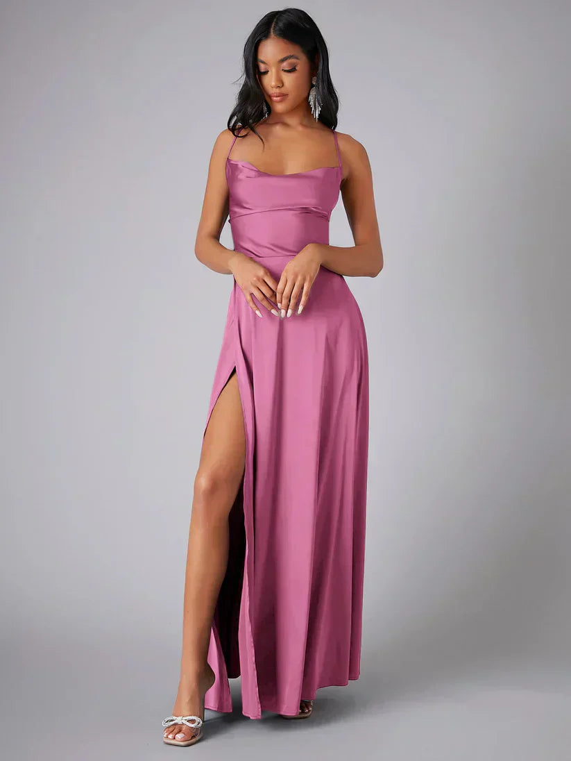 Robe Longue Fendue à Bretelles Femme