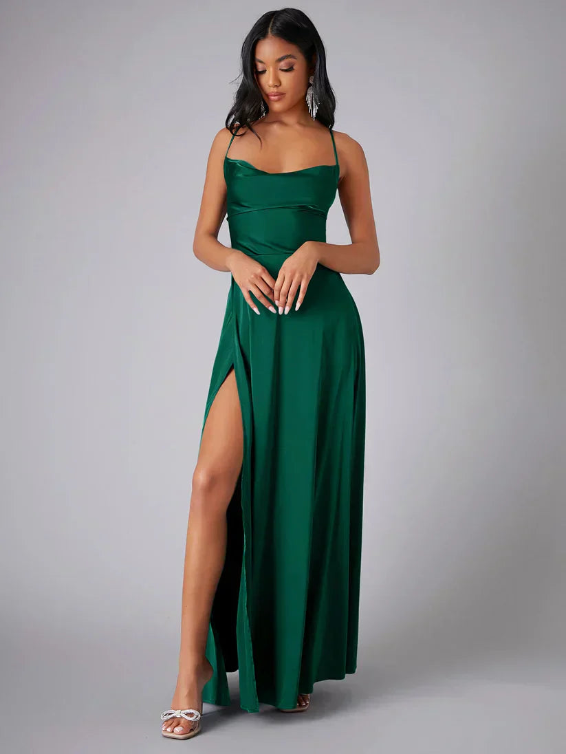 Robe Longue Fendue à Bretelles Femme
