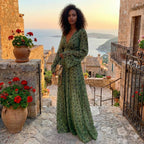 Robe Longue Cache-Cœur Imprimée Femme