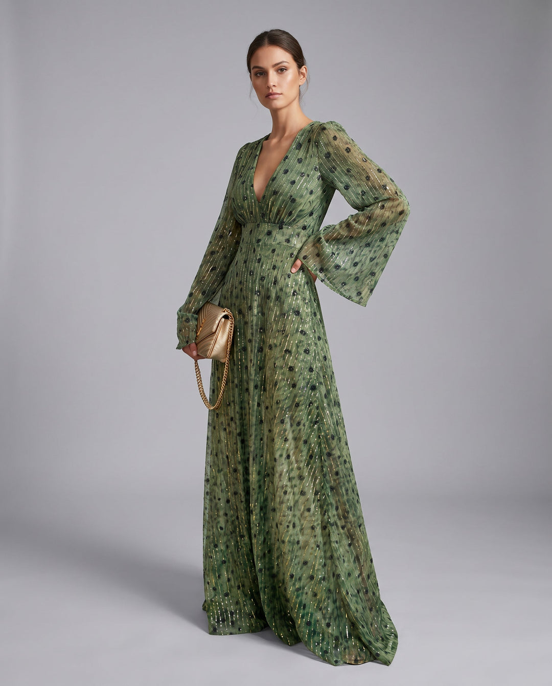 Robe Longue Cache-Cœur Imprimée Femme