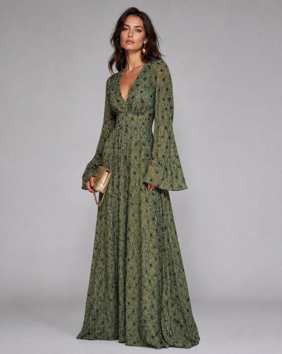 Robe Longue Cache-Cœur Imprimée Femme