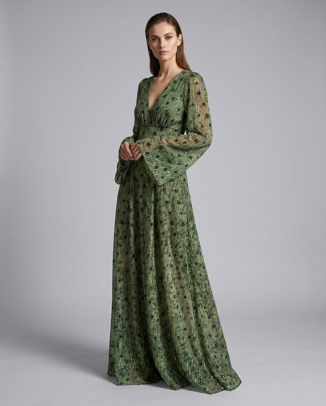 Robe Longue Cache-Cœur Imprimée Femme