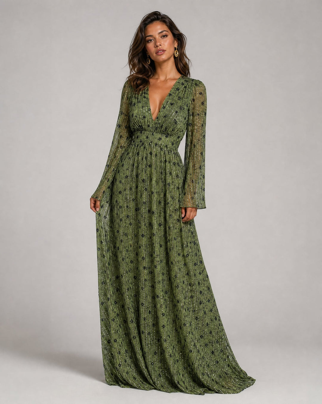 Robe Longue Cache-Cœur Imprimée Femme