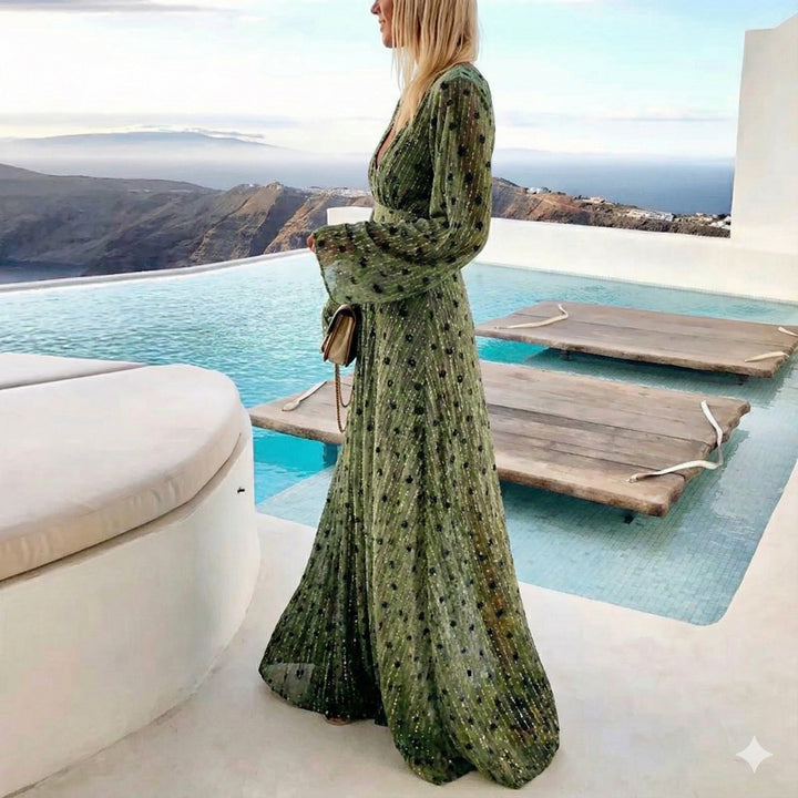 Robe Longue Cache-Cœur Imprimée Femme
