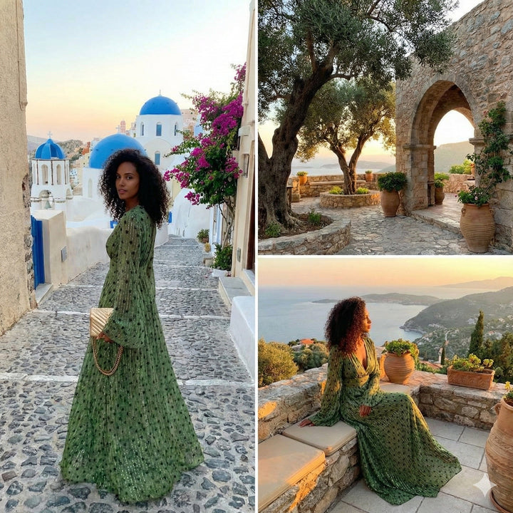 Robe Longue Cache-Cœur Imprimée Femme