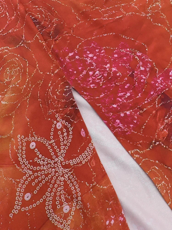 Robe Longue Imprimée à Bretelles Femme