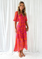 Robe Longue Fleurie à Col V Femme