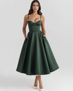 Robe Midi Évasée à Bretelles Femme