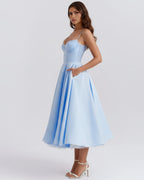 Robe Midi Évasée à Bretelles Femme