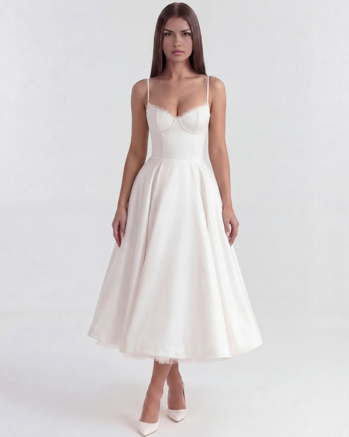 Robe Midi Évasée à Bretelles Femme