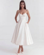 Robe Midi Évasée à Bretelles Femme