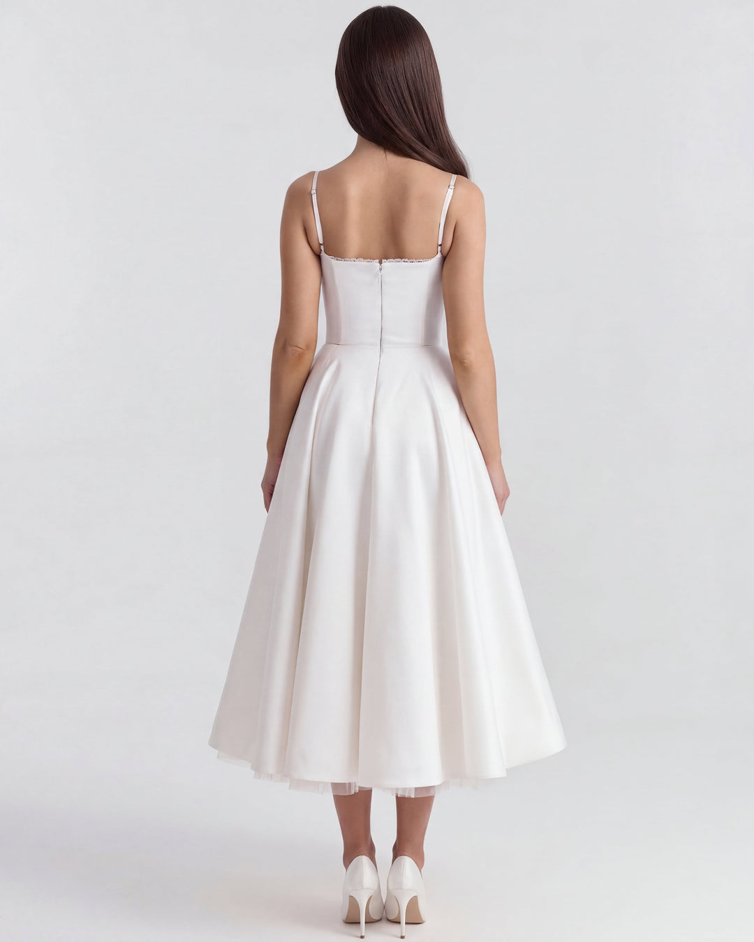 Robe Midi Évasée à Bretelles Femme