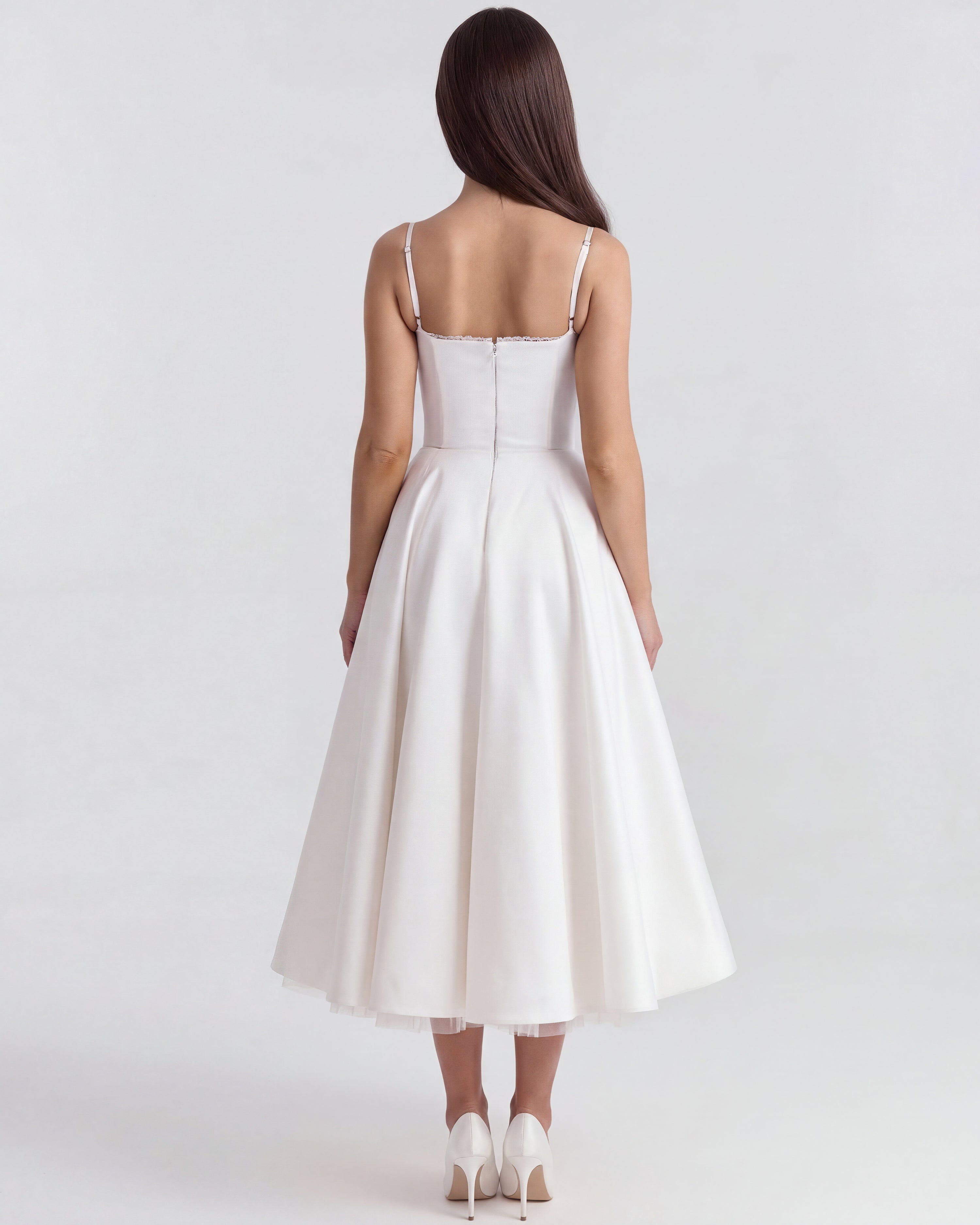 Robe Midi Évasée à Bretelles Femme