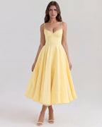 Robe Midi Évasée à Bretelles Femme