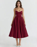 Robe Midi Évasée à Bretelles Femme