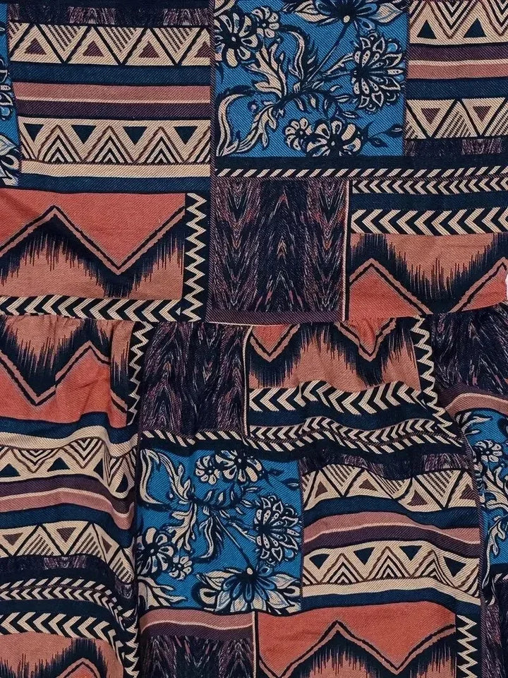 Robe Midi Imprimée à Manches Courtes Femme