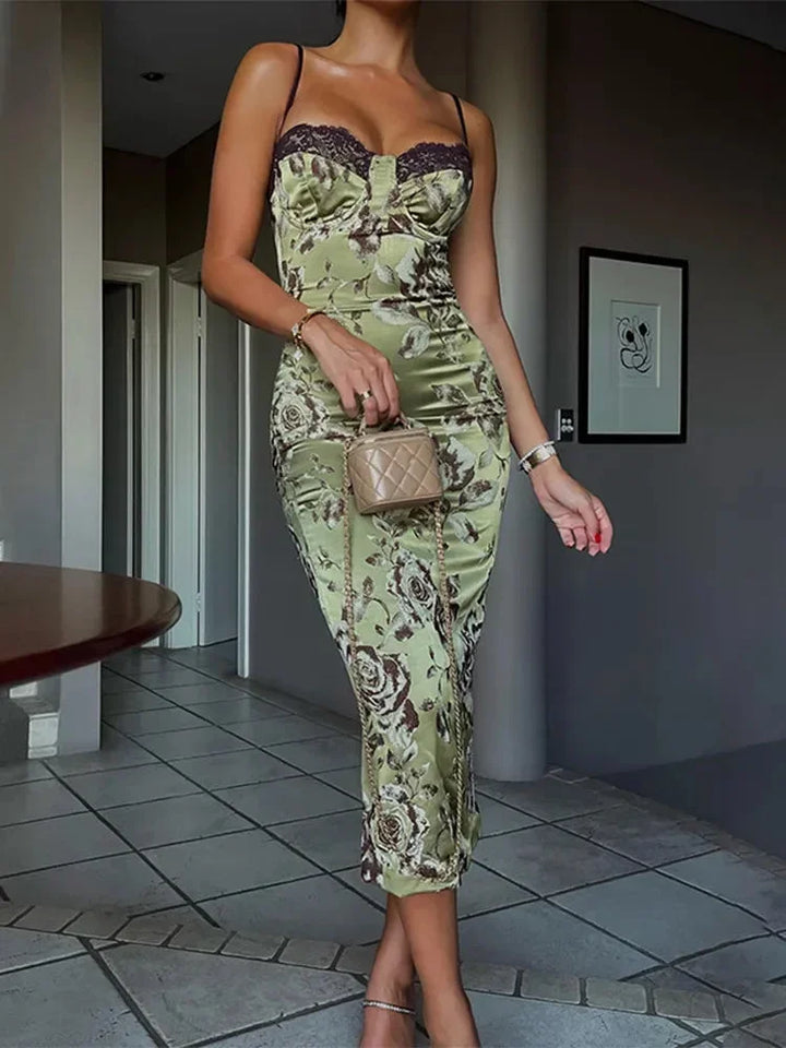 Robe Midi Fleurie Bustier Femme