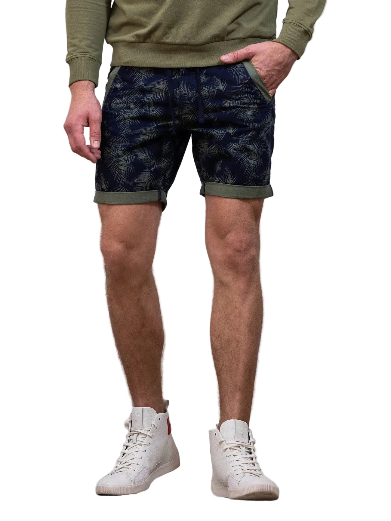 Shorts à motif feuille pour homme
