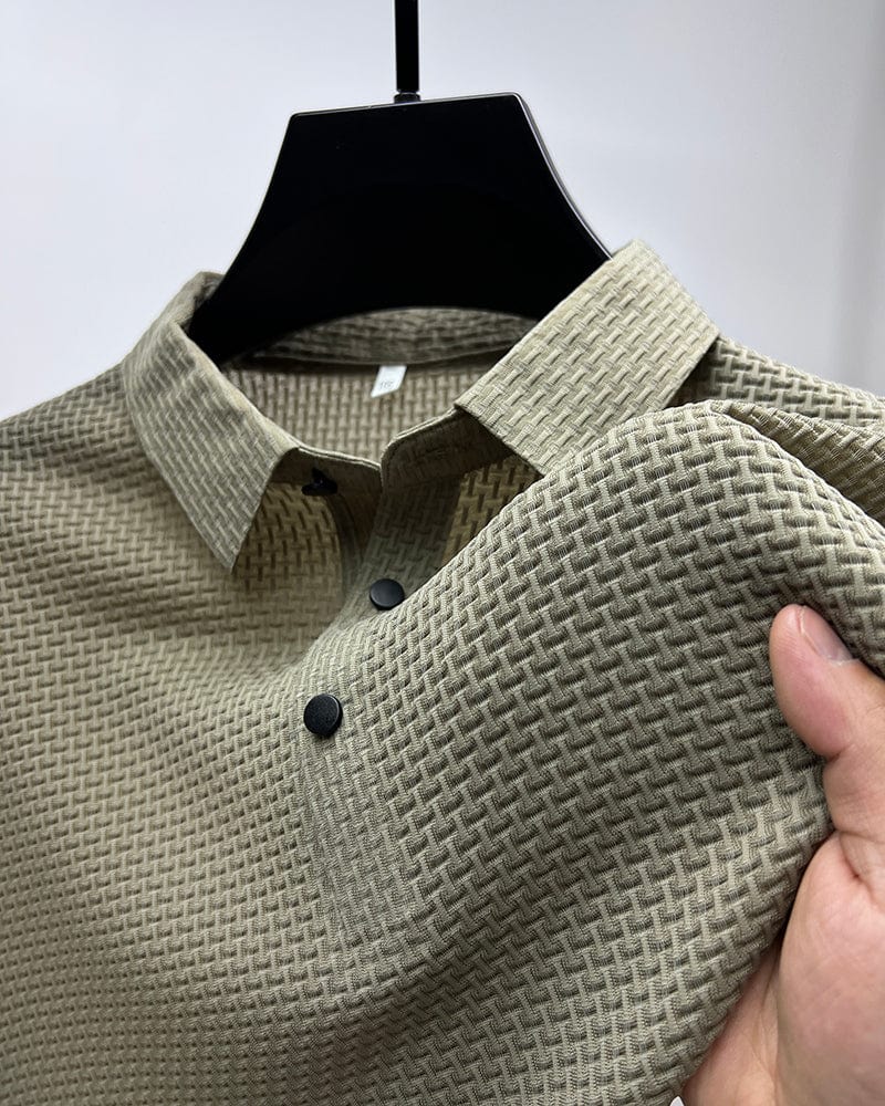 Polo Homme Texturé à Manches Courtes