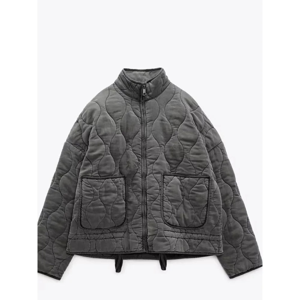 Veste Matelassée Courte à Fermeture Zippée