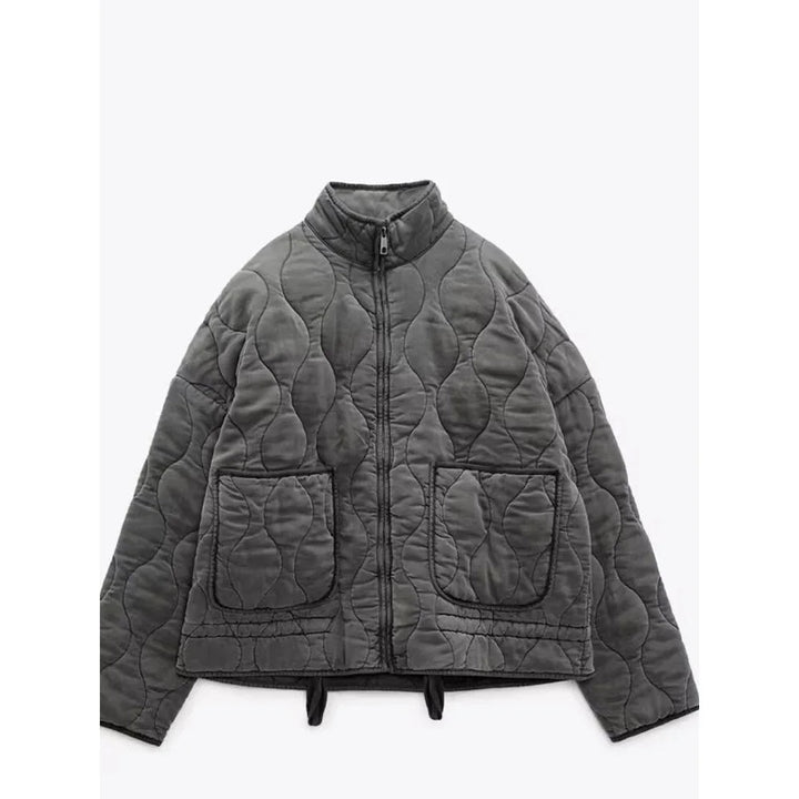 Veste Matelassée Courte à Fermeture Zippée
