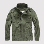Veste Militaire à Multiples Poches et Col Montant