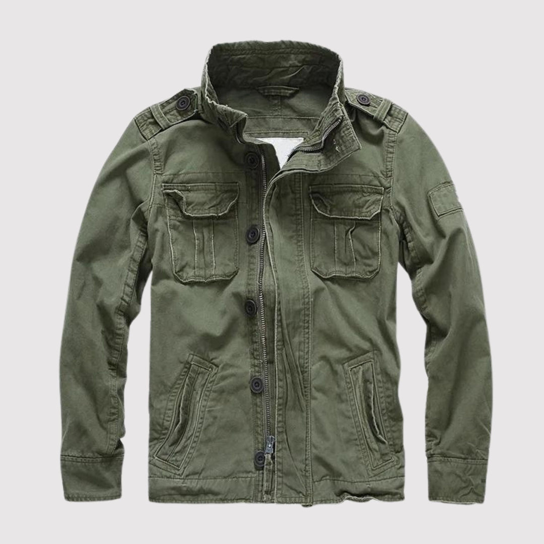 Veste Militaire à Multiples Poches et Col Montant