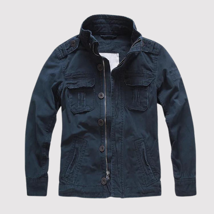 Veste Militaire à Multiples Poches et Col Montant