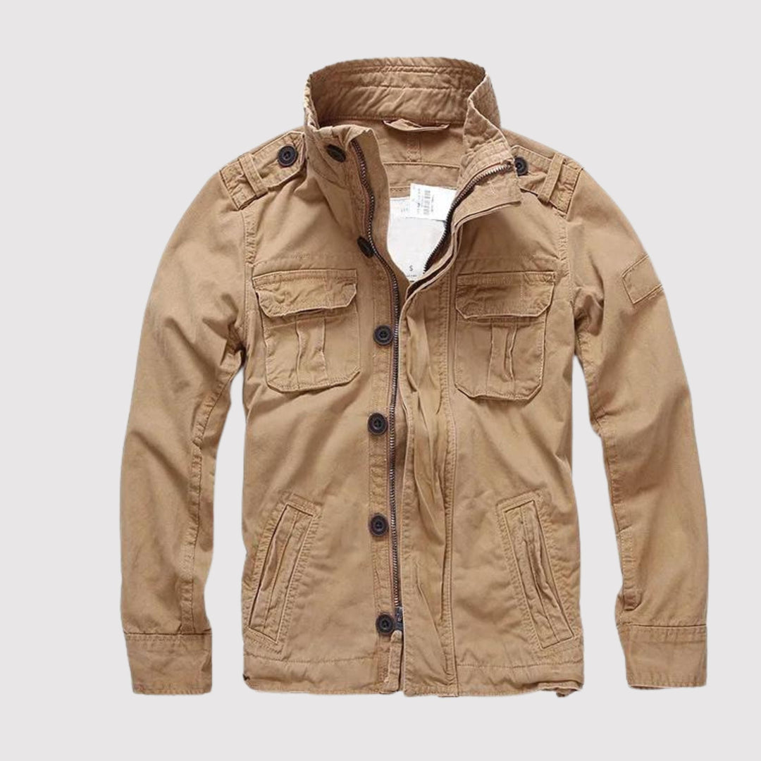 Veste Militaire à Multiples Poches et Col Montant