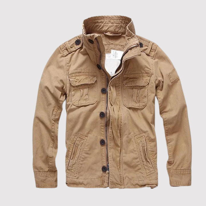 Veste Militaire à Multiples Poches et Col Montant
