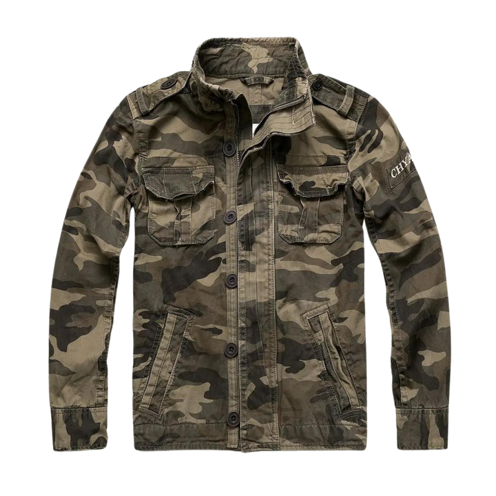 Veste Militaire à Multiples Poches et Col Montant