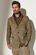 Blazer Suédine à Col Montant Superposé