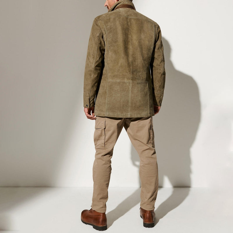 Blazer Suédine à Col Montant Superposé