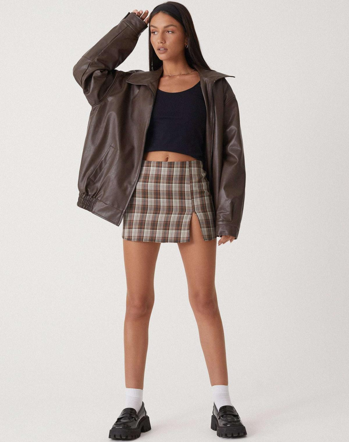 Veste Oversize Effet Cuir à Fermeture Zippée